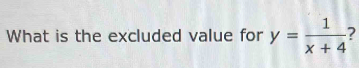 What is the excluded value for y= 1/x+4  7