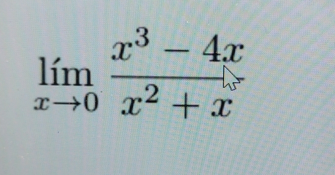 limlimits _xto 0 (x^3-4x)/x^2+x 