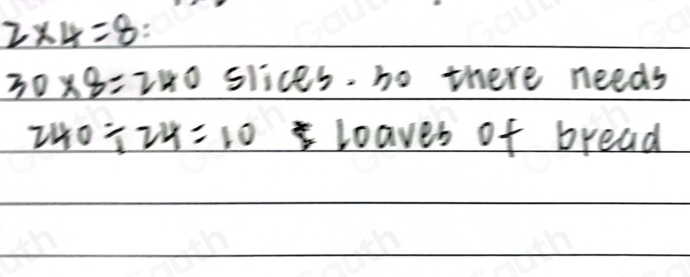 Solved: A loaf of bread has 24 slices. So, 1 slice of bread can be ...
