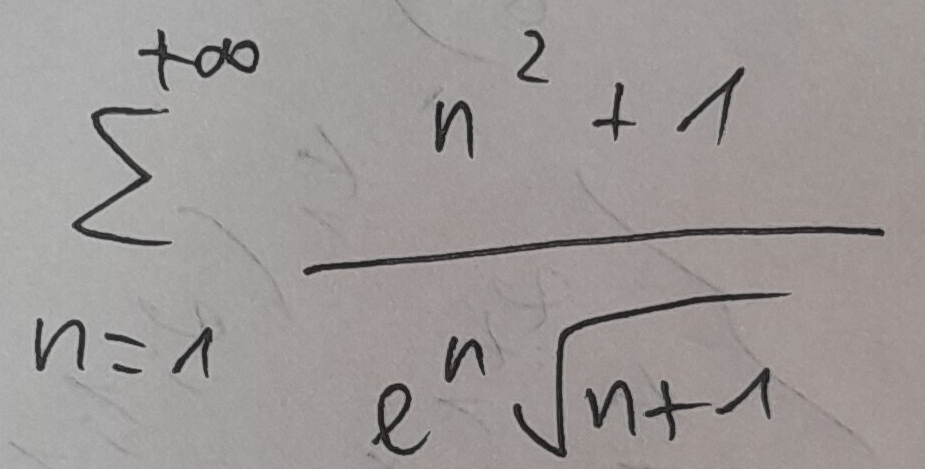 sumlimits _(n=1)^(+∈fty) (n^2+1)/2^nsqrt(n+1) 