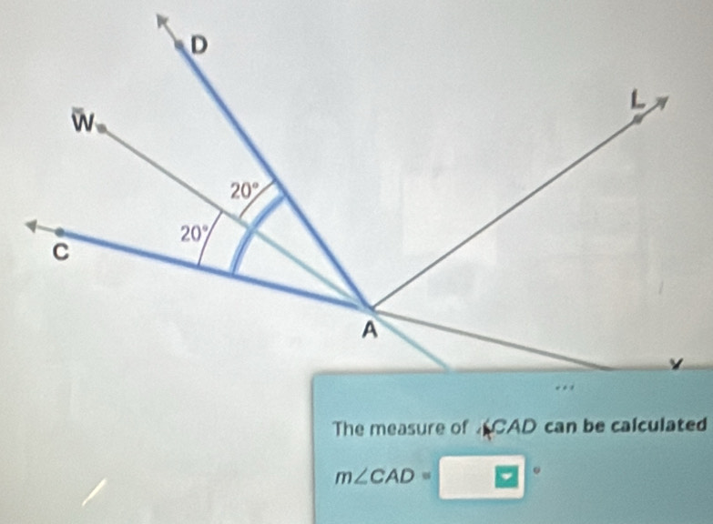 The measure of CAD can be calculated
m∠ CAD=