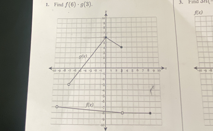 Find f(6)· g(3). 3. Find 3n(-
f(x)
-10 -9 -8
-10