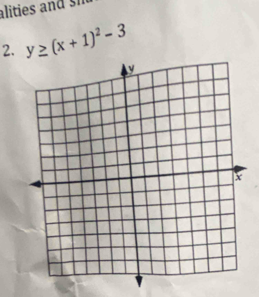 alities and 
2. y≥ (x+1)^2-3