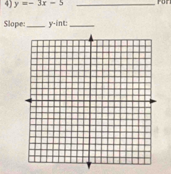 y=-3x-5 _for 
Slope: _ y -int:_