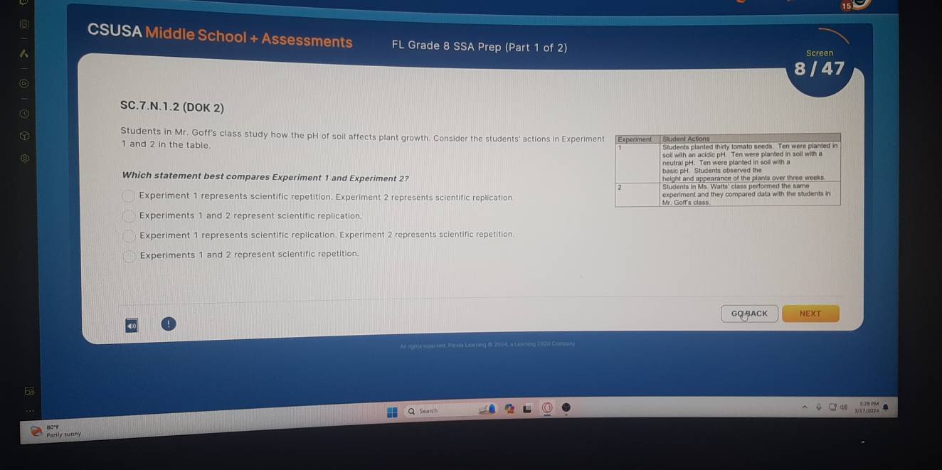 Solved: a CSUSA Middle School + Assessments FL Grade 8 SSA Prep (Part 1 ...
