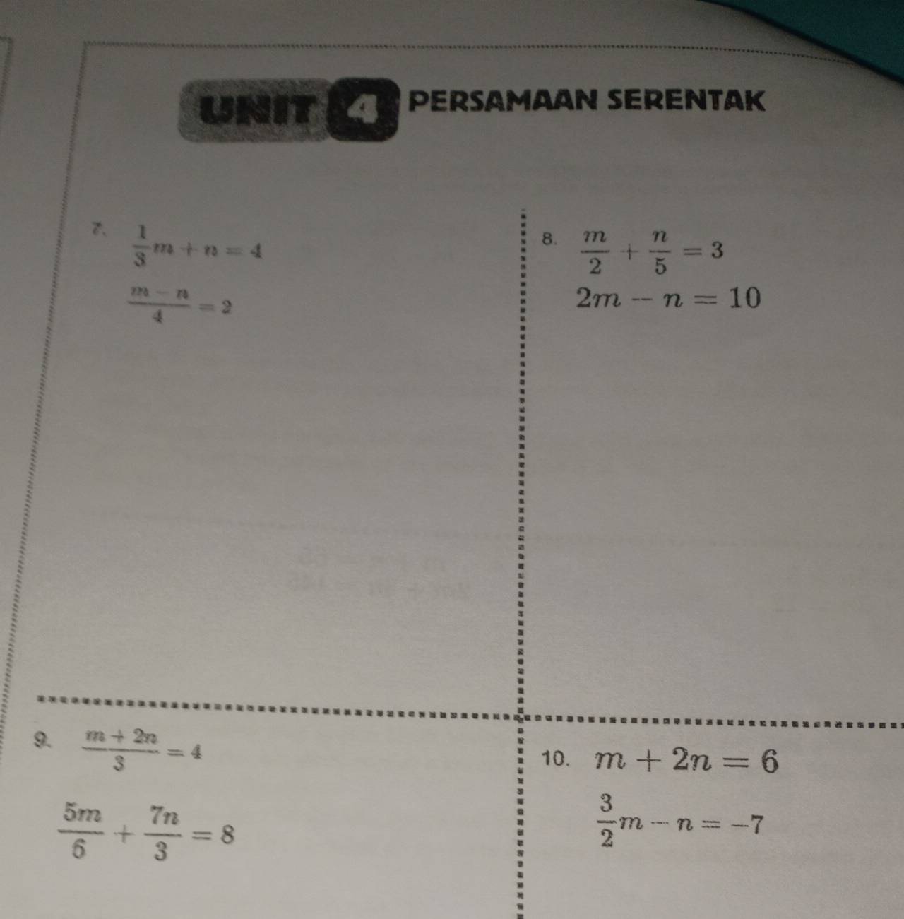 UNIT PERSAMAAN SERENTAK
9