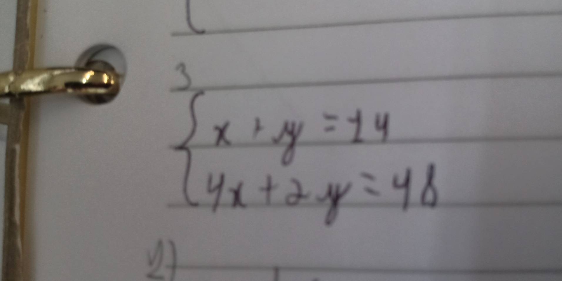 beginarrayl x:y=± 4 4x+2y=48endarray.