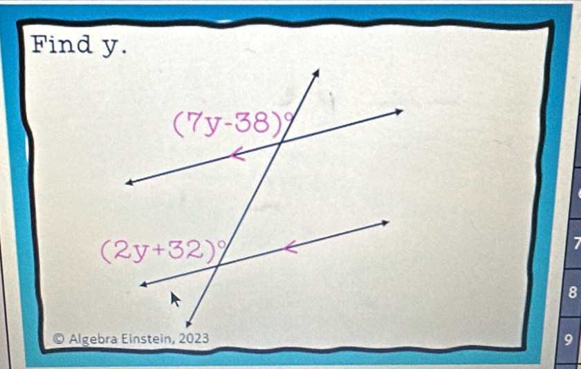 Find y.
7
8
9