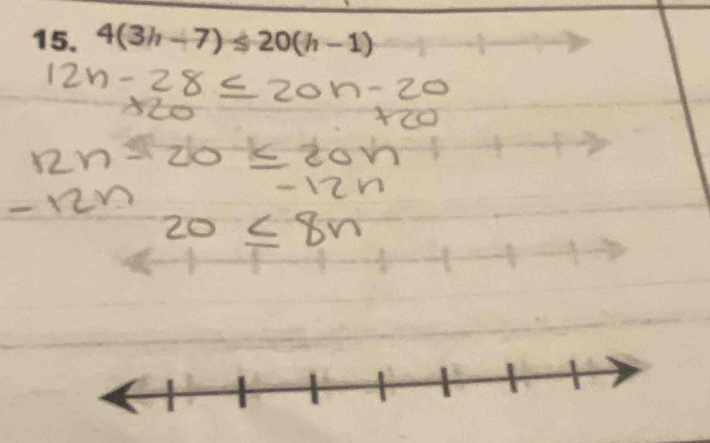 4(3h-7)≤ 20(h-1)