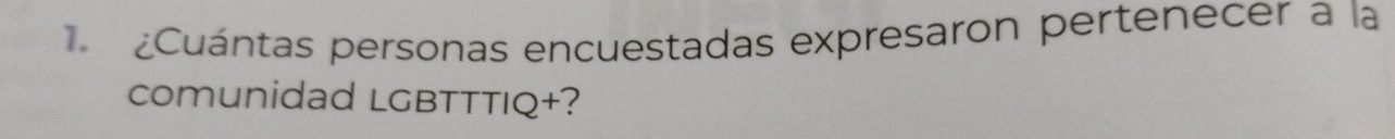 ¿Cuántas personas encuestadas expresaron pertenecer a la 
comunidad LGBTTTIQ+?