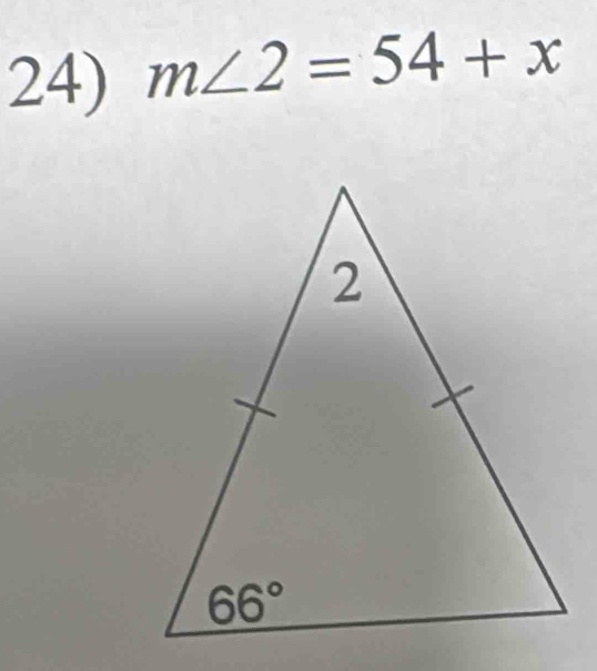 m∠ 2=54+x