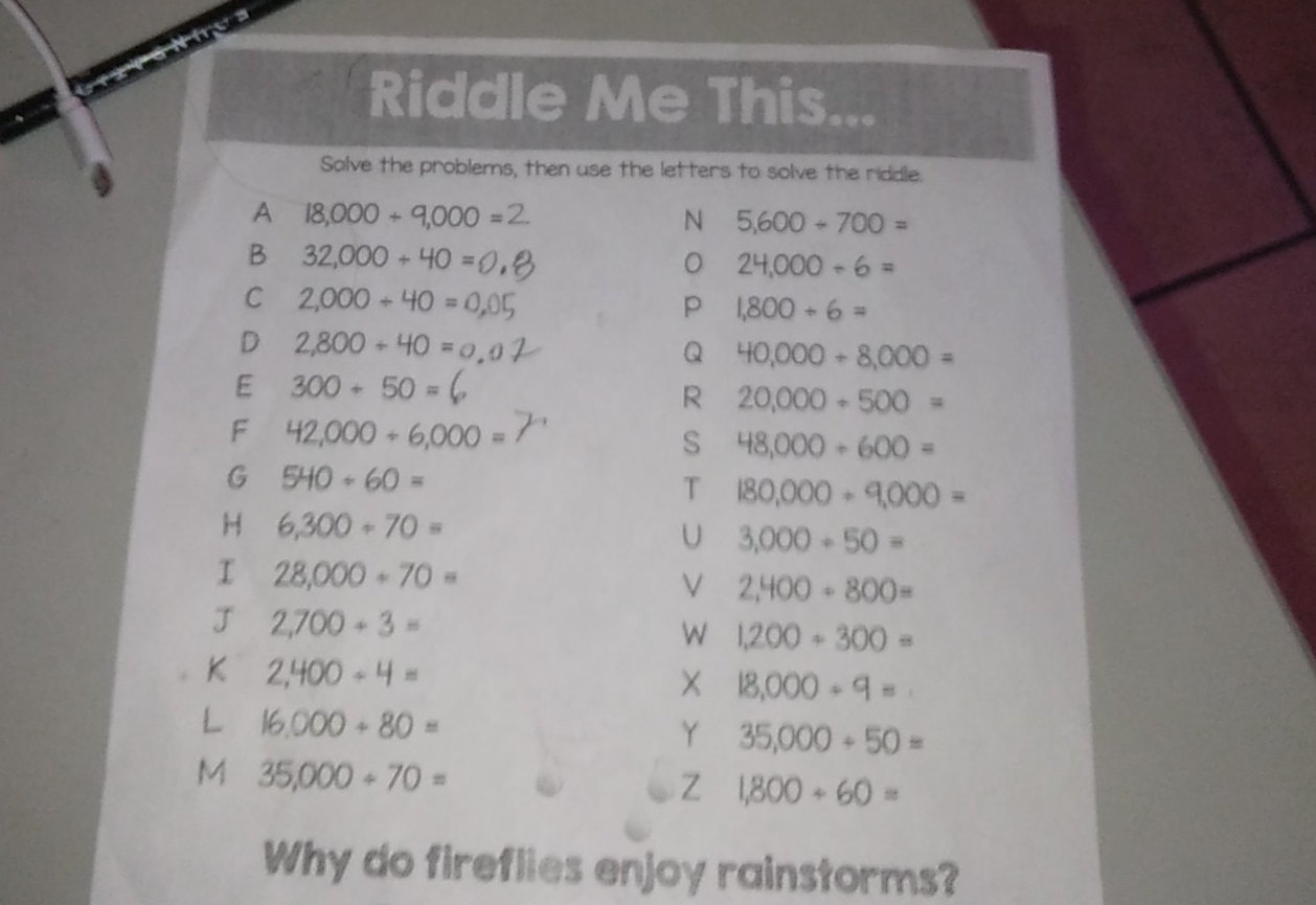 Solved: Riddle Me This. Solve the problems, then use the letters to ...