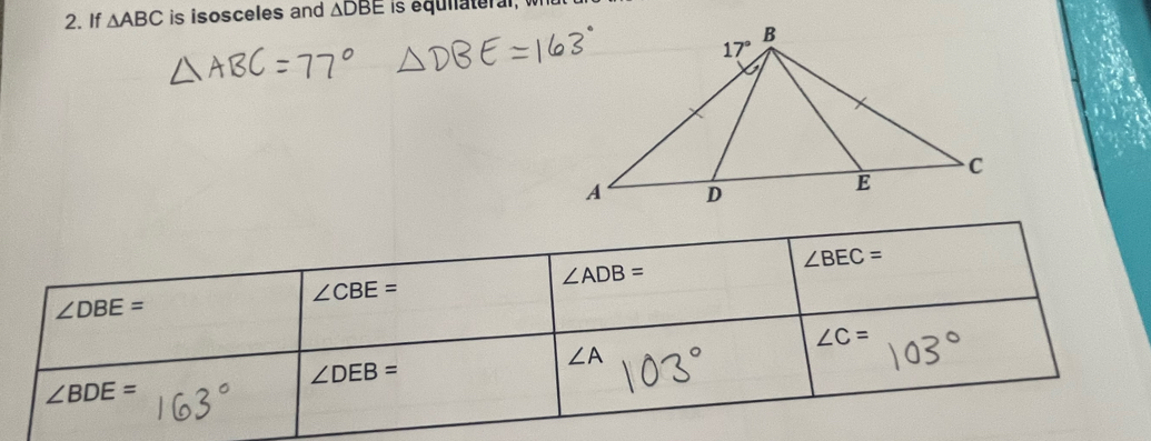 If △ ABC is isosceles and △ DBE is equnateral,