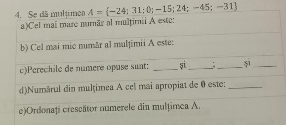 A= -24;31;0;-15;24;-45;-31