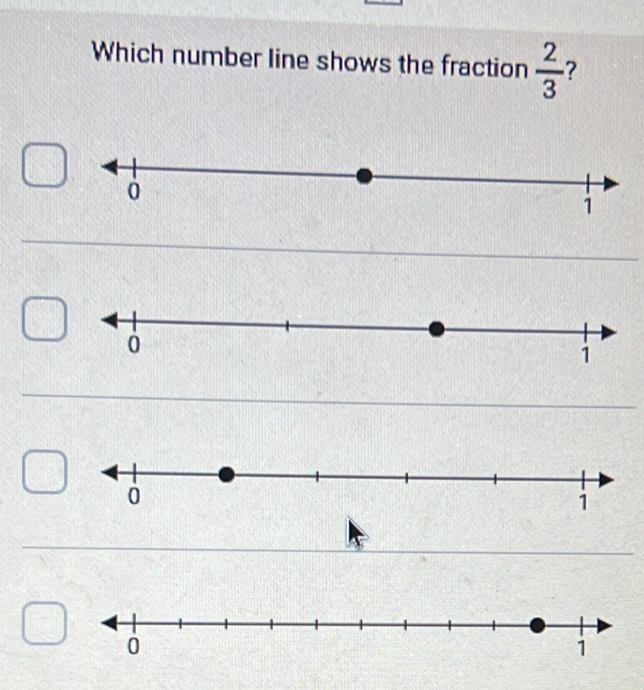 Solved: Which number line shows the fraction 2/3 7 [Math]