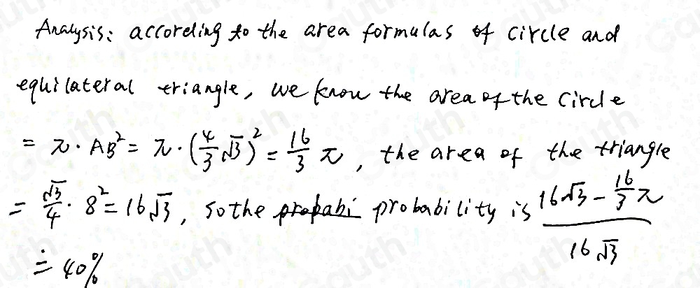 Solved: Given the circle below with an inscribed equilateral triangle ...