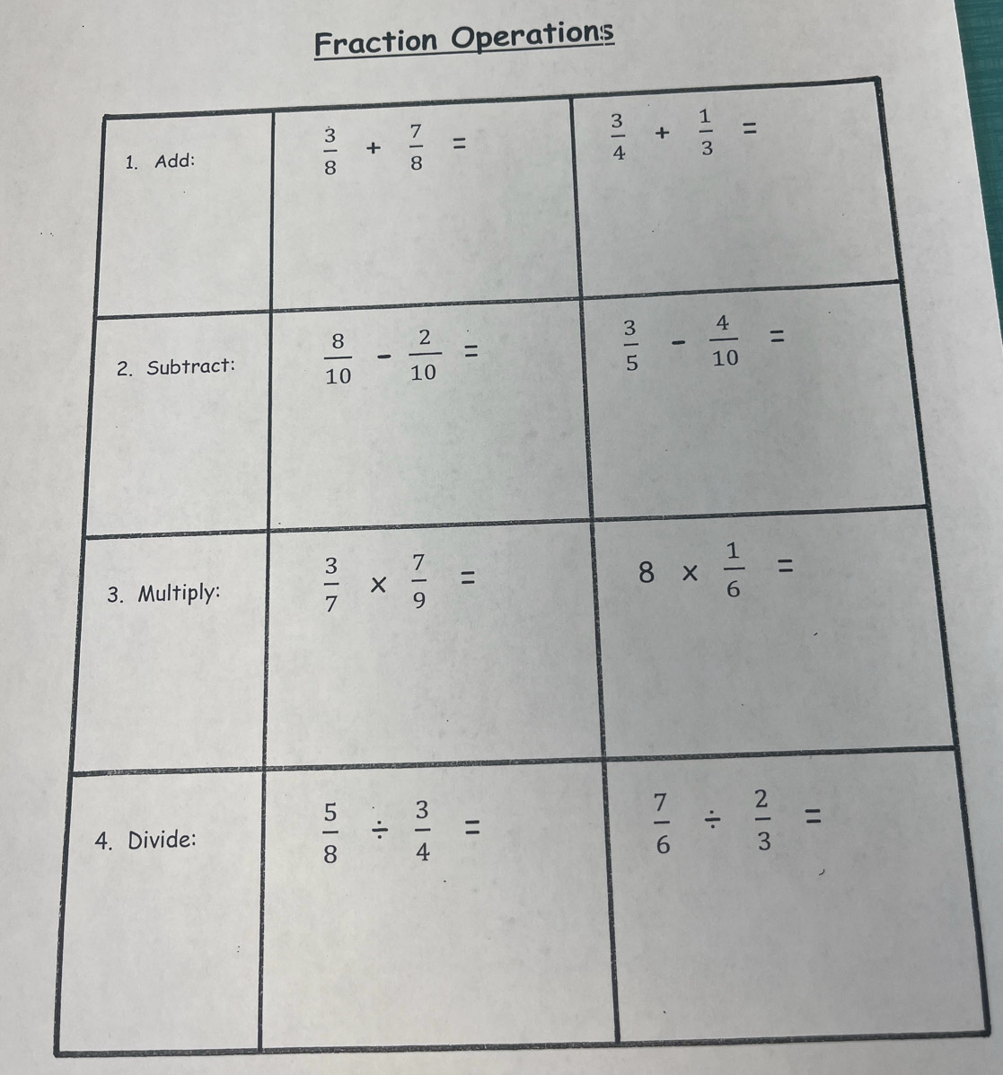 Fraction Operations