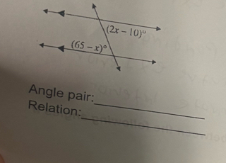 Angle pair:
_
Relation:_