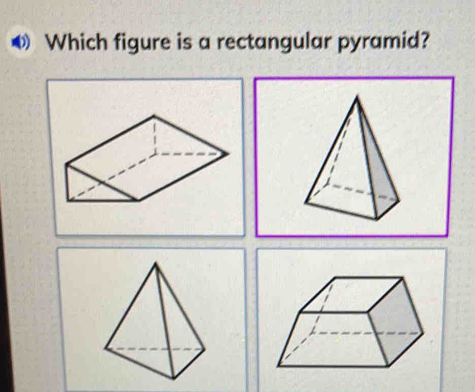 Which figure is a rectangular pyramid?