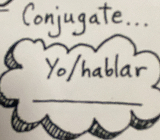 Conjugate. . . 
Yo/hablar 
_