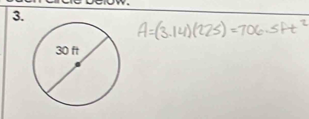 A=(3.14)(225)=706.5+t^2