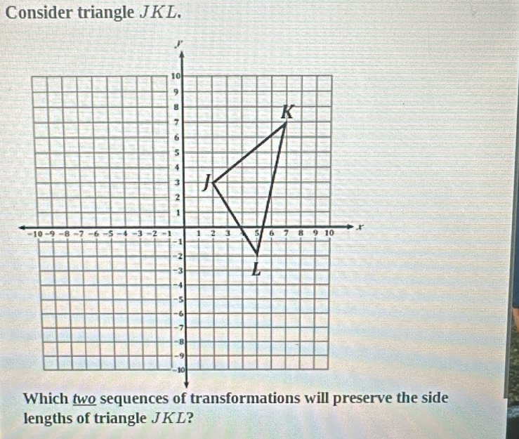 Consider triangle JKL. 
lengths of triangle JKL?