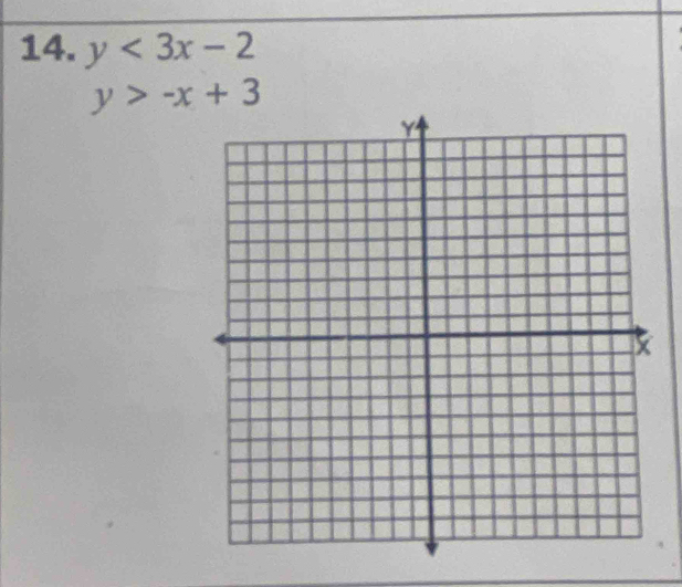 y<3x-2</tex>
y>-x+3