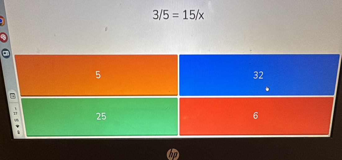 3/5=15/x
6p