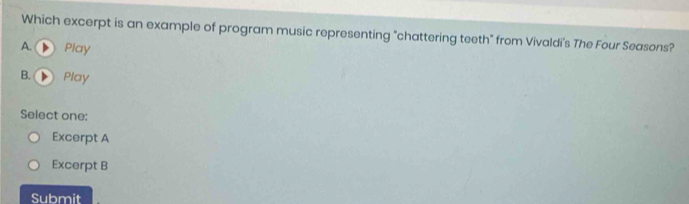 Solved: Which excerpt is an example of program music representing ...