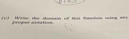 Write the domain of this function using any 
proper notation.