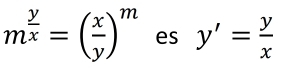 m^(frac y)x=( x/y )^m es y'= y/x 