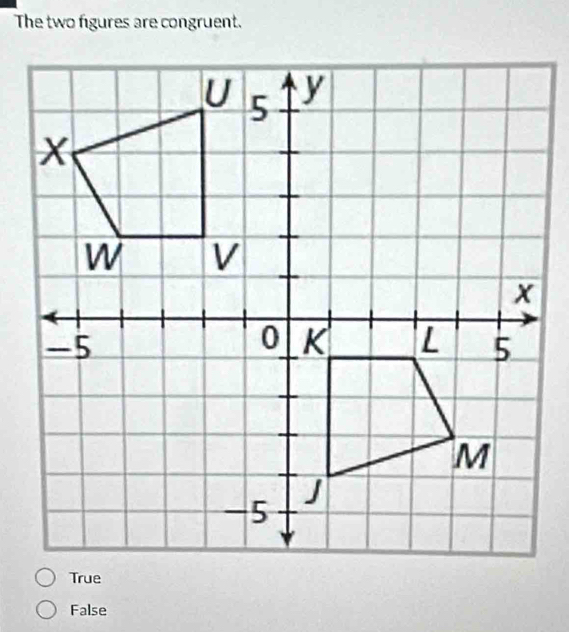 The two figures are congruent.
False