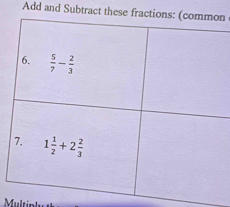 Add and Subtract then
M  in