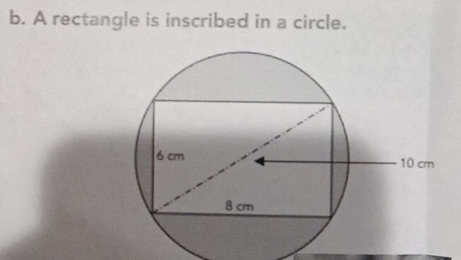 A rectangle is inscribed in a circle.