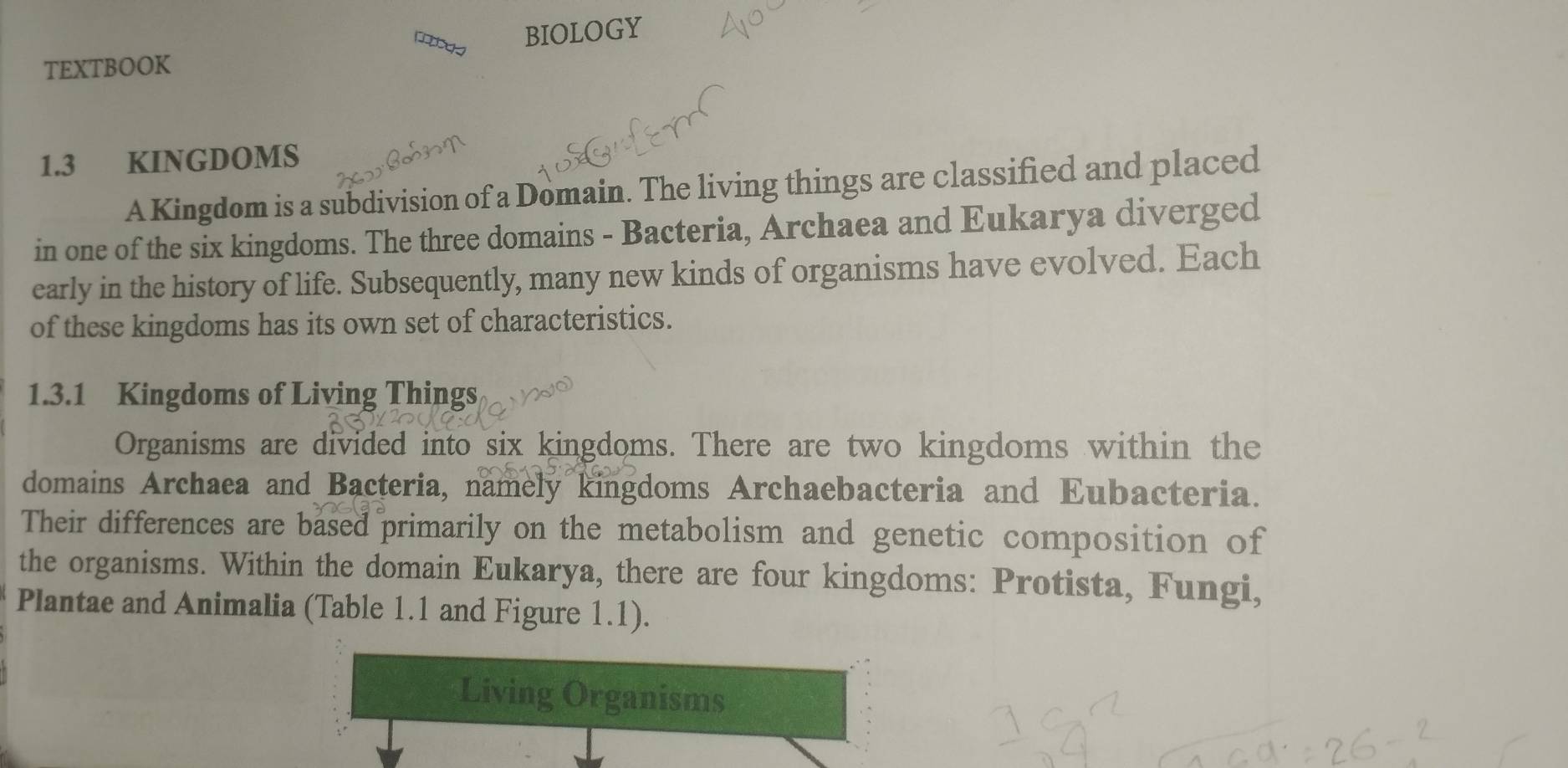 Solved: BIOLOGY TEXTBOOK 1.3 KINGDOMS AKingdom is a subdivision of a  Domain. The living things [Biology]