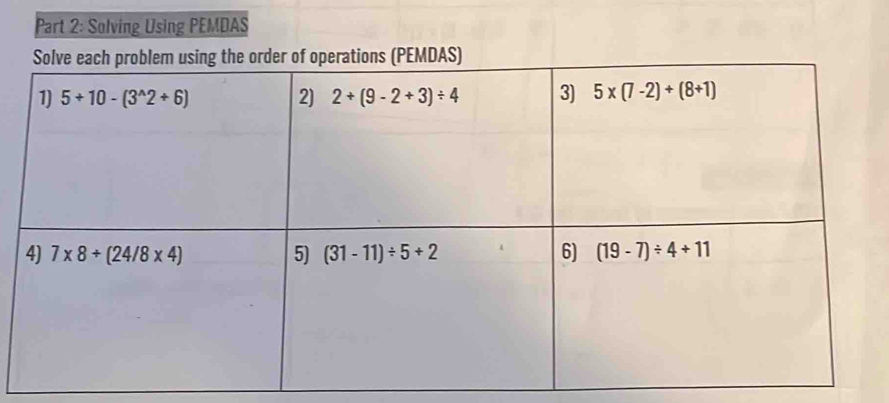 Solving Using PEMDAS