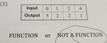 (2) 
FUNCTION or NOT A FUNCTION