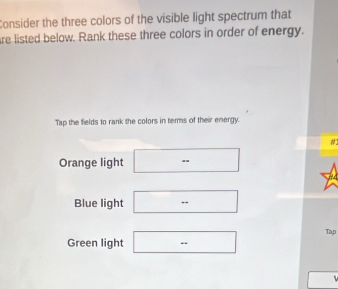 Solved: Consider the three colors of the visible light spectrum that re ...