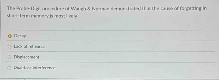 Solved: The Probe-Digit procedure of Waugh & Norman demonstrated that ...