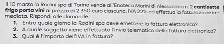 Risolto:Il 10 marzo la Rodini spa di Torino vende all’Enoteca Morini di ...