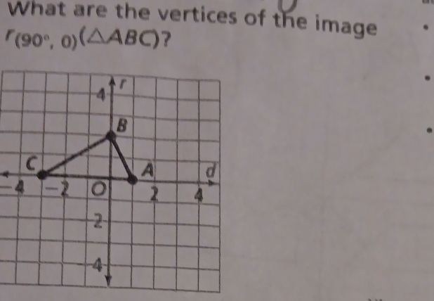 What are the vertices of the image
r_(90°,0)(△ ABC) ?