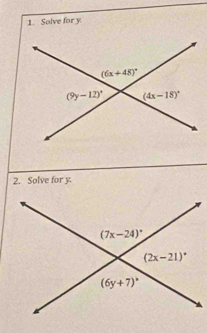 Solve for y.
2. Solve for y.