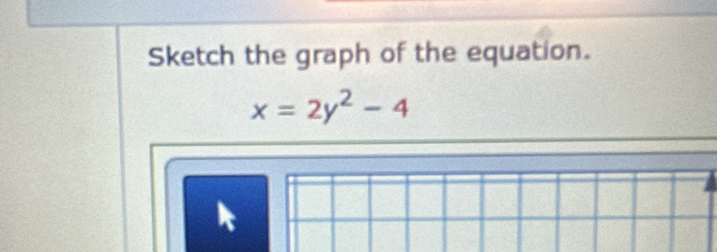 Sketch the graph of the equation.
x=2y^2-4
k