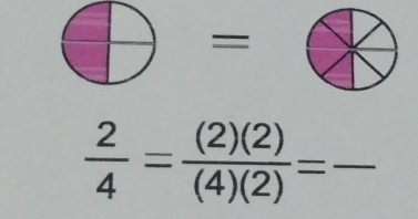  2/4 = (2)(2)/(4)(2) =