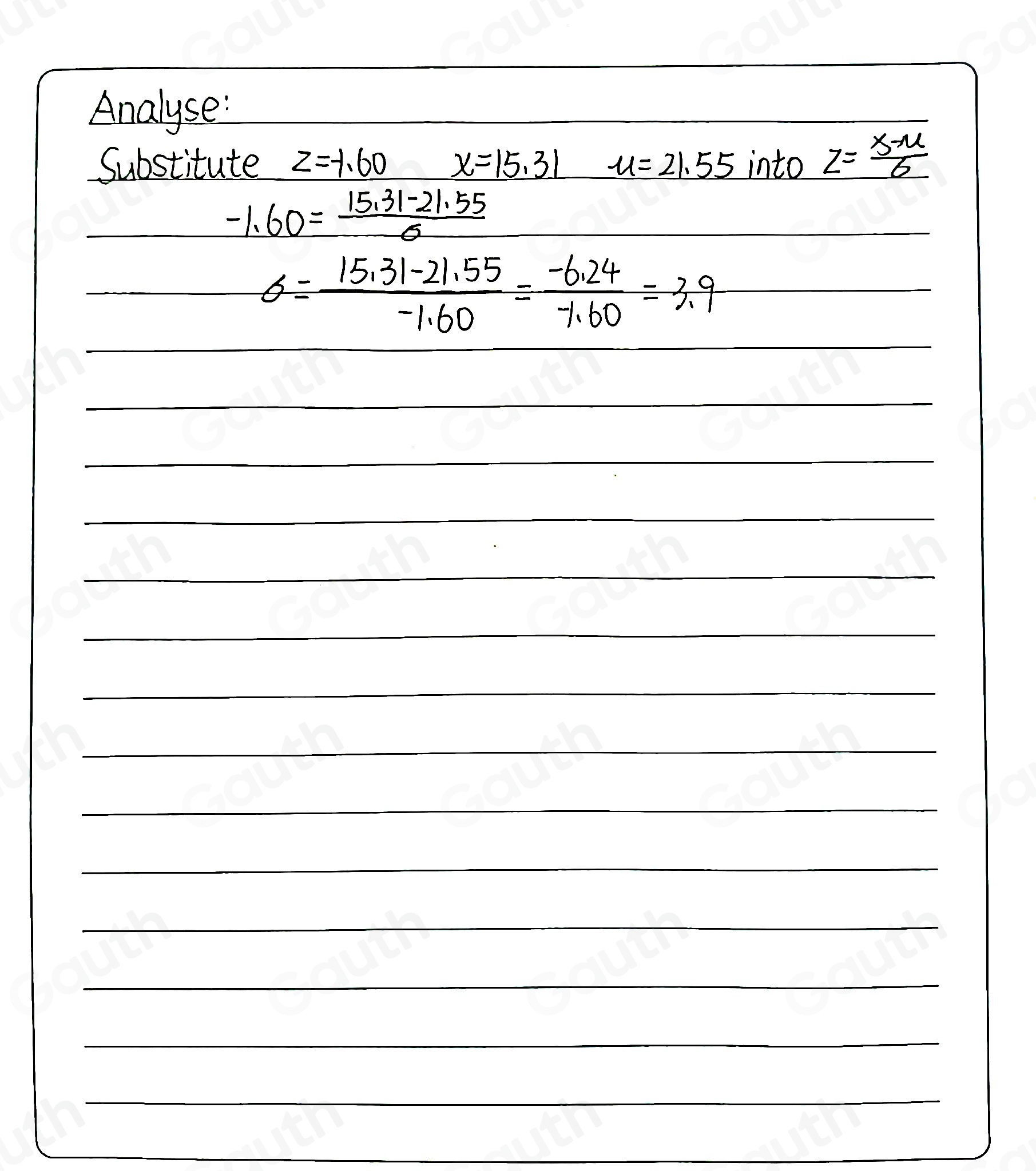 Solved: Use the z-score formula, z= (x-mu )/sigma , and the information ...