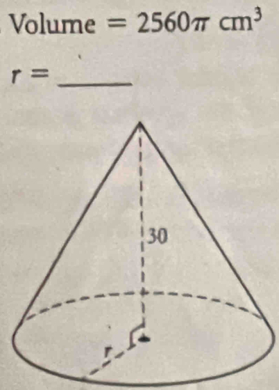 Volume . =2560π cm^3
_ r=