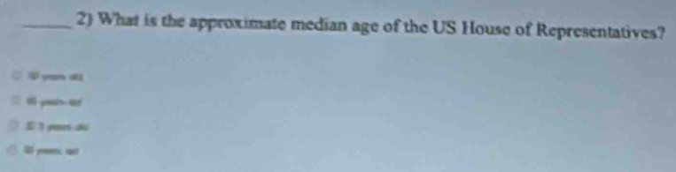 What is the approximate median age of the US House of Representatives?
① eand
l gun dù
G prem and