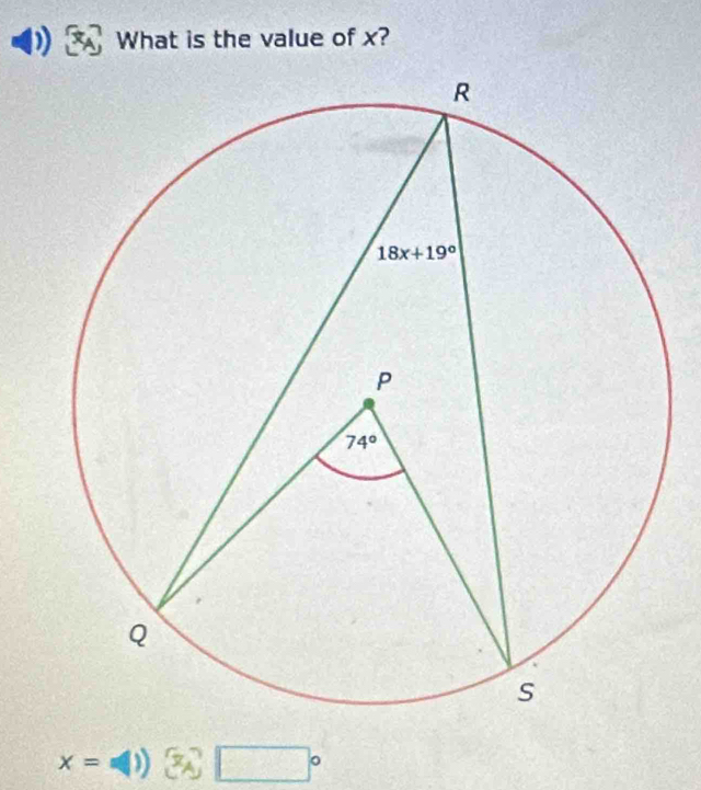 What is the value of x?
x= =()) 3sqrt[circ]()^circ 