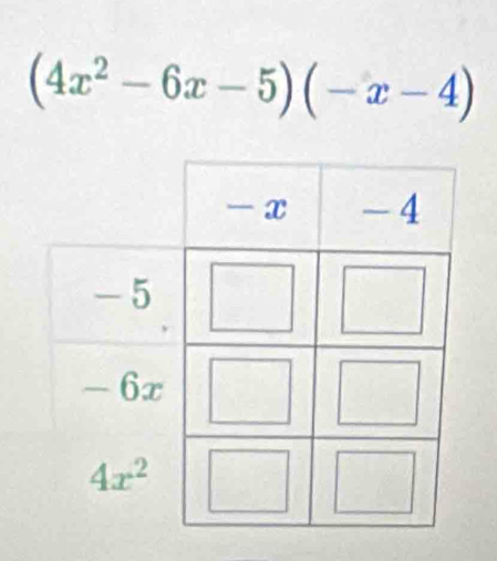 (4x^2-6x-5)(-x-4)