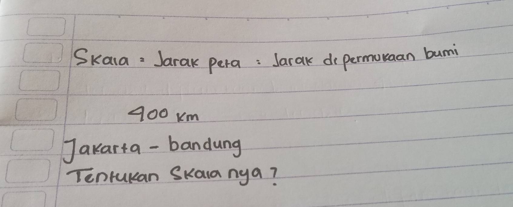 Skaia : Jarak pera: Jarak do permunaan bumi
100km
Jakarta - bandung 
Tenrukan SKala nya?